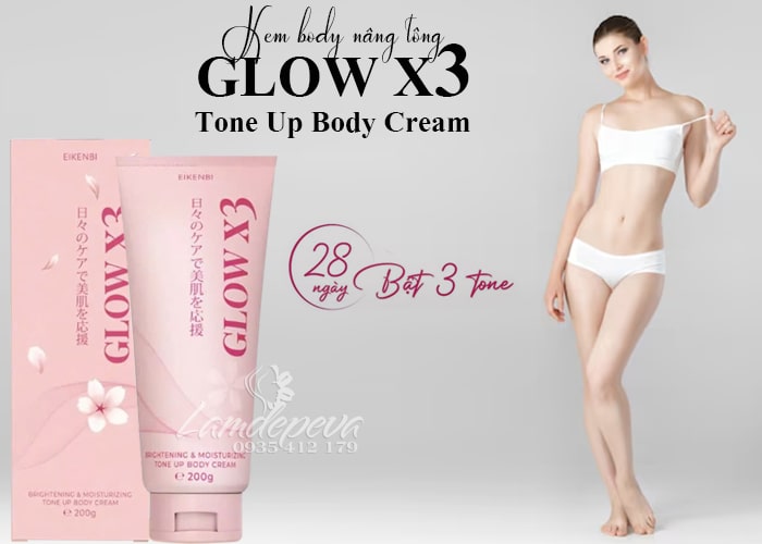 Dưỡng thể trắng da Glow X3 Eikenbi Tone Up Cream Nhật Bản 56