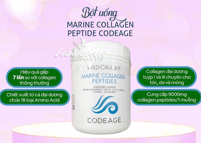 Bột uống CodeAge Marine Collagen Peptide của Mỹ hộp 450g 3