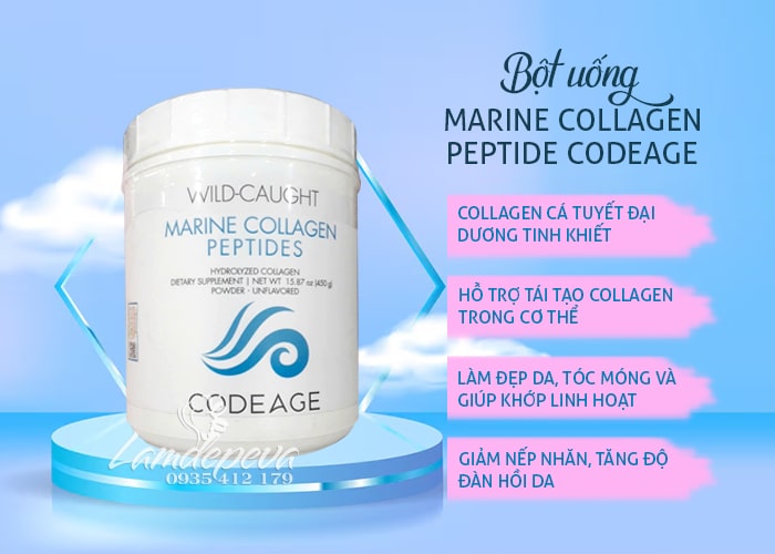 Bột uống CodeAge Marine Collagen Peptide của Mỹ hộp 450g 8