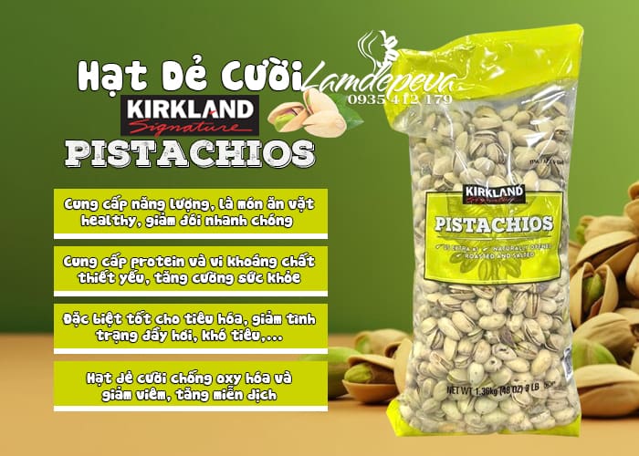 Hạt dẻ cười Kirkland Pistachios gói 1.36kg của Mỹ  5