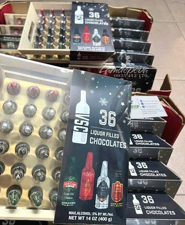 Socola rượu 36 chai VSC Liquor Filled Chocolates 400g của Mỹ 90