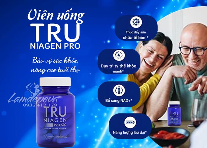 Viên tăng cường NAD+ Tru Niagen Pro 500mg 30 Capsules 78