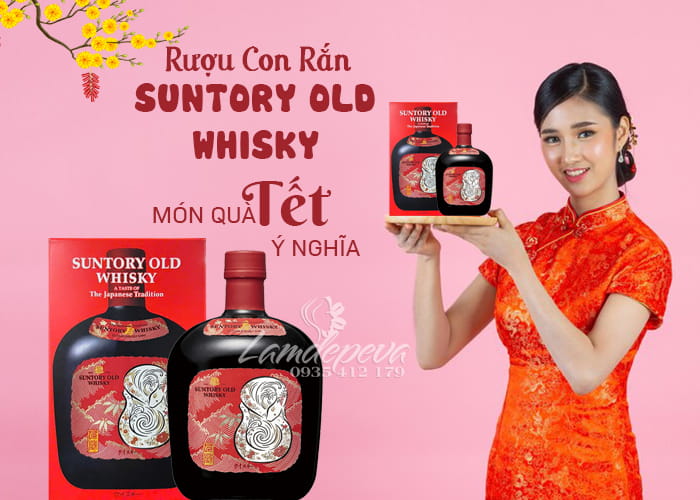 Rượu con rắn Suntory Old Whisky chai 700ml của Nhật Bản 12