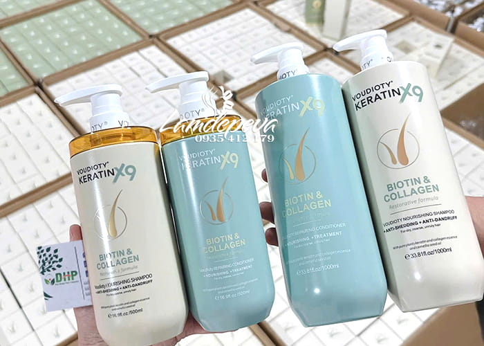 Bộ dầu gội xả Voudioty Keratin X9 Biotin & Collagen 500ml 90