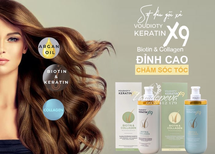 Bộ dầu gội xả Voudioty Keratin X9 Biotin & Collagen 500ml 45