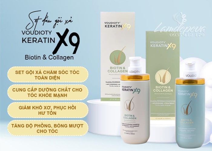 Bộ dầu gội xả Voudioty Keratin X9 Biotin & Collagen 500ml 89