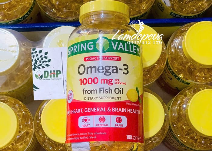 Dầu cá Spring Valley Omega-3 1000mg From Fish Oil 180 viên 80