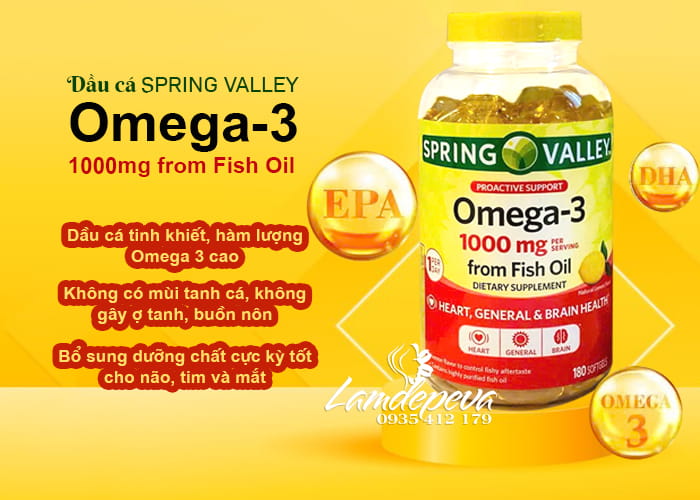 Dầu cá Spring Valley Omega-3 1000mg From Fish Oil 180 viên 78