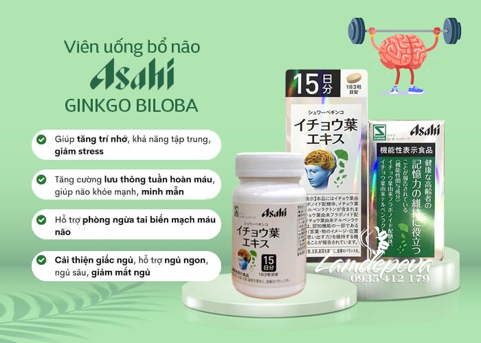 Viên uống bổ não Asahi Ginkgo Biloba của Nhật Bản 7