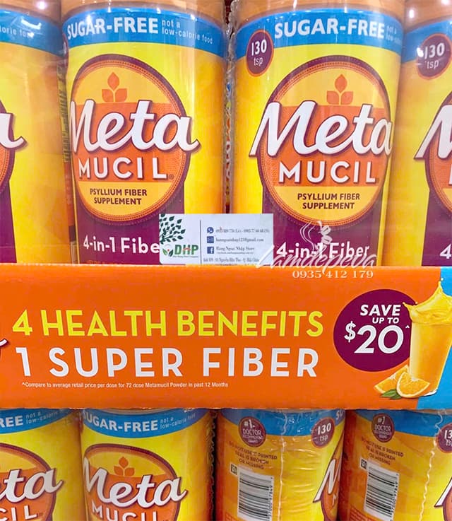 Bột bổ sung chất xơ vị cam Metamucil 4 in 1 Fiber của Mỹ 754g 46