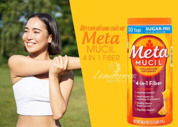 Bột bổ sung chất xơ vị cam Metamucil 4 in 1 Fiber của Mỹ 754g 12