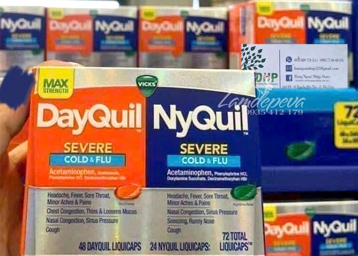 Viên uống giảm ho và cảm cúm Dayquil & Nyquil Severe 3