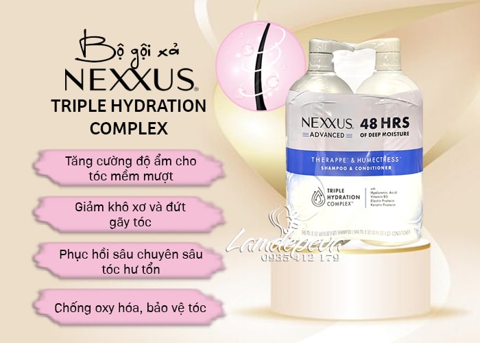 Bộ dầu gội xả Nexxus Triple Hydration Complex cho tóc khô  56