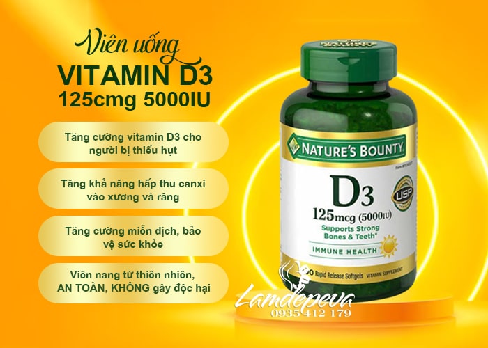 Vitamin D3 125mcg 5000IU Nature’s Bounty 400 viên của Mỹ 5