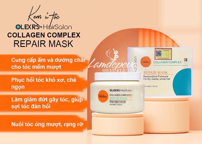 Kem ủ tóc Olexrs Argan Oil Collagen Complex Repair Mask 78