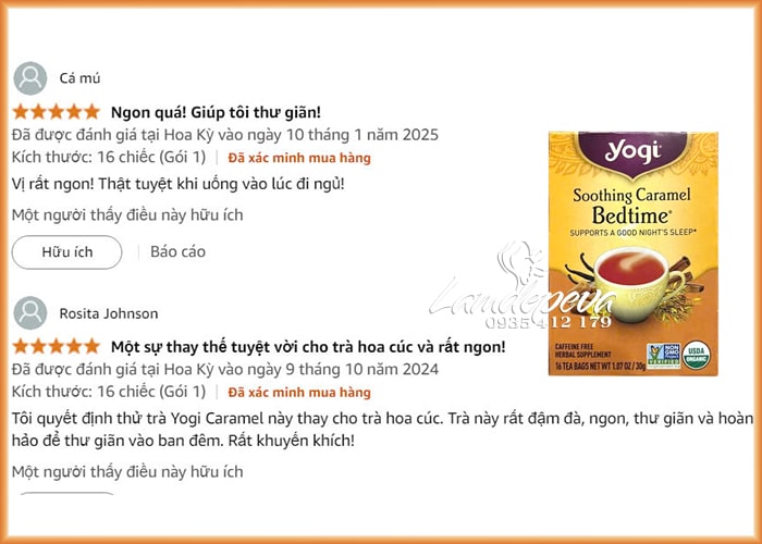 Trà hữu cơ ngủ ngon Yogi Soothing Caramel Bedtime của Mỹ 56