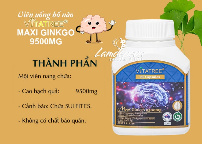 Viên uống bổ não Maxi Ginkgo 9500mg Vitatree 60 viên của Úc 8