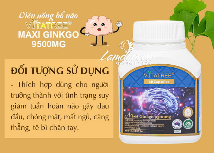 Viên uống bổ não Maxi Ginkgo 9500mg Vitatree 60 viên của Úc 6