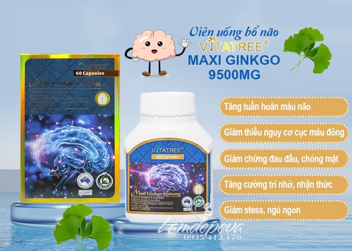Viên uống bổ não Maxi Ginkgo 9500mg Vitatree 60 viên của Úc 56