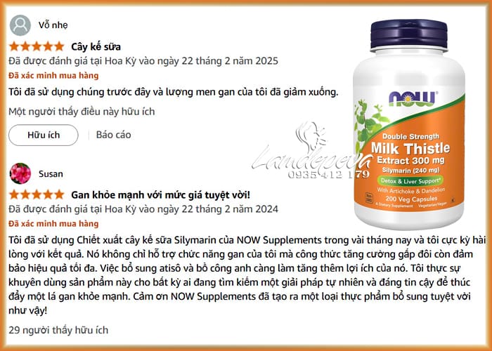Bổ gan Milk Thistle Extract 300mg Now 200 viên của Mỹ 3