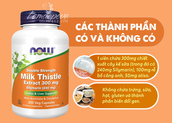 Bổ gan Milk Thistle Extract 300mg Now 200 viên của Mỹ 6