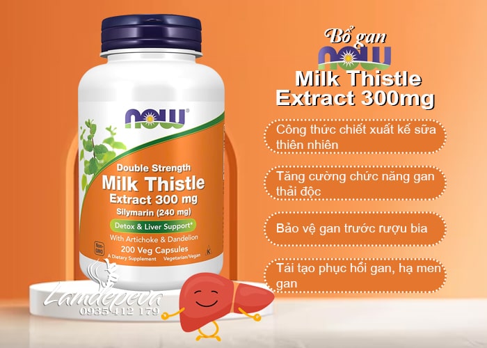 Bổ gan Milk Thistle Extract 300mg Now 200 viên của Mỹ 4