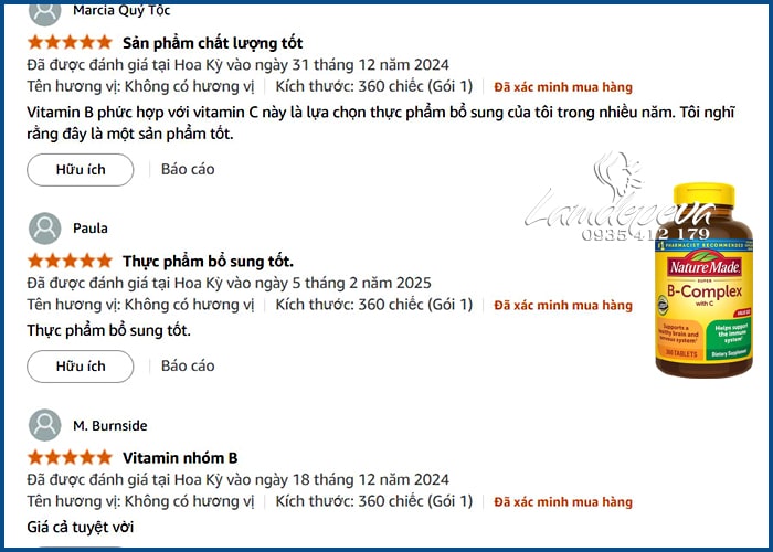 Vitamin B tổng hợp Super B Complex With C Nature Made 360 viên 89