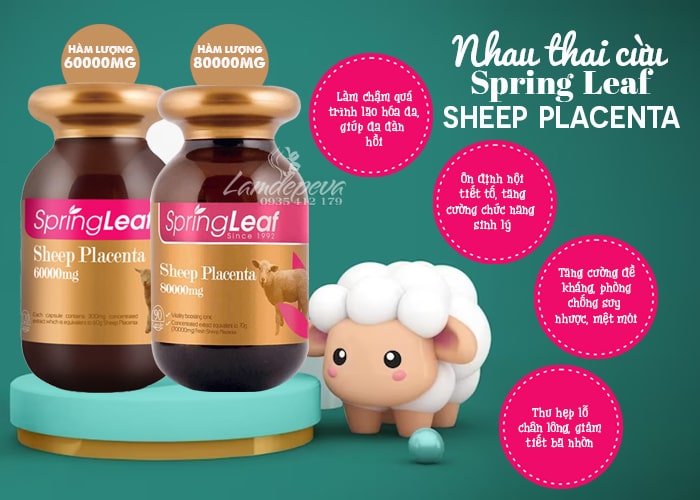 Nhau thai cừu Sheep Placenta 60000mg Spring Leaf 120 viên 56