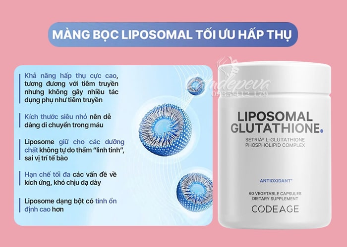 Viên uống trắng da Liposomal Glutathione 60 viên của Mỹ 52