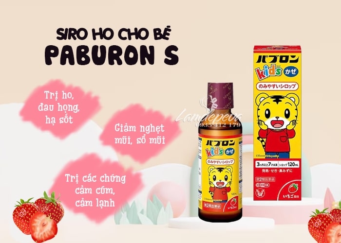 Siro ho Paburon S Nhật Bản cho bé 3 tháng - 6 tuổi chai 120ml 48
