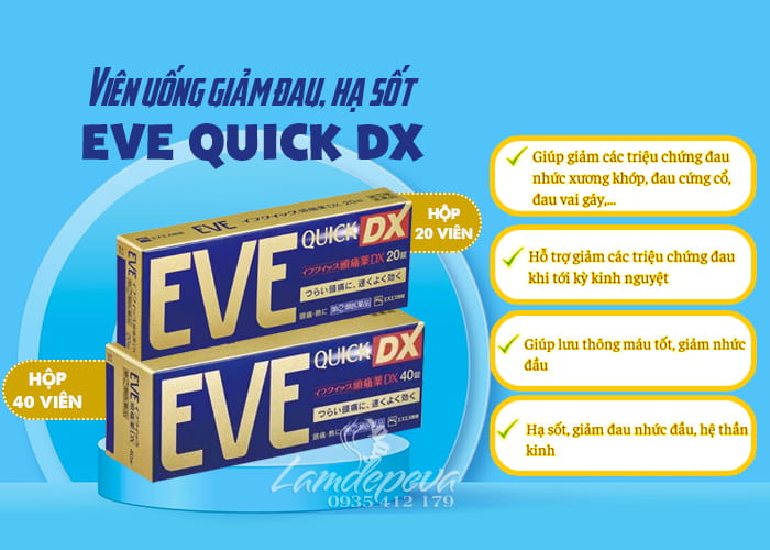 Thuốc giảm đau hạ sốt Eve Quick DX 20 viên, 40 viên 78