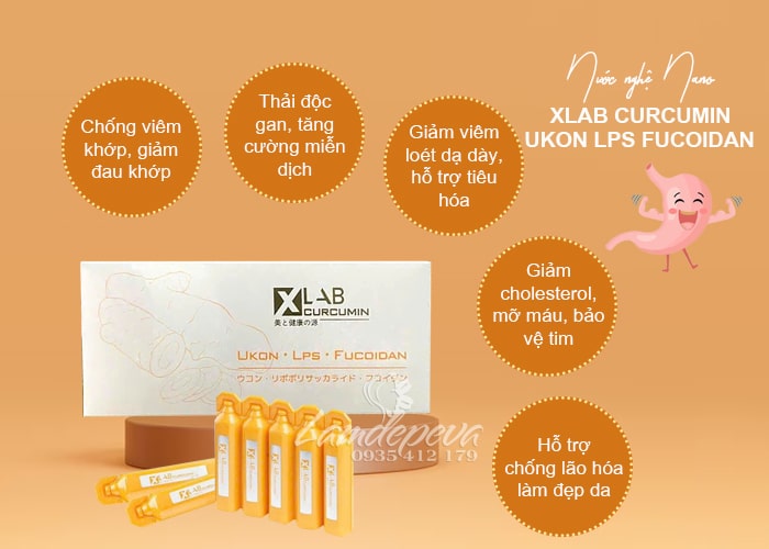 Nước nghệ Xlab Curcumin Ukon LPS Fucoidan 30 ống Nhật Bản 45