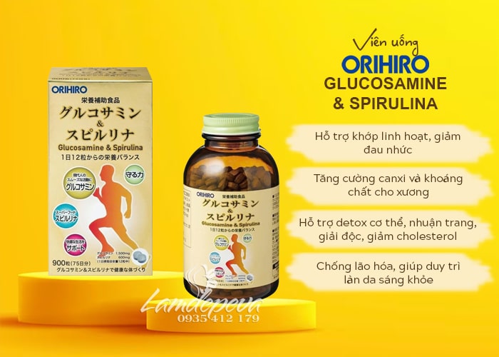Viên tảo Glucosamine & Spirulina Orihiro 900 viên của Nhật Bản 35