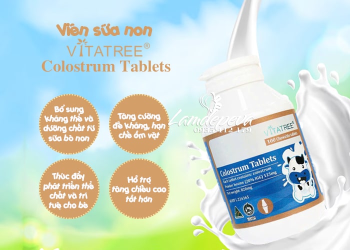 Sữa non Vitatree Colostrum Tablets của Úc hộp 100 viên 48