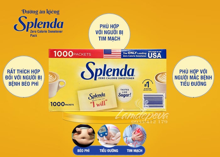 Đường ăn kiêng Splenda Zero Calorie của Mỹ 1200 gói 67