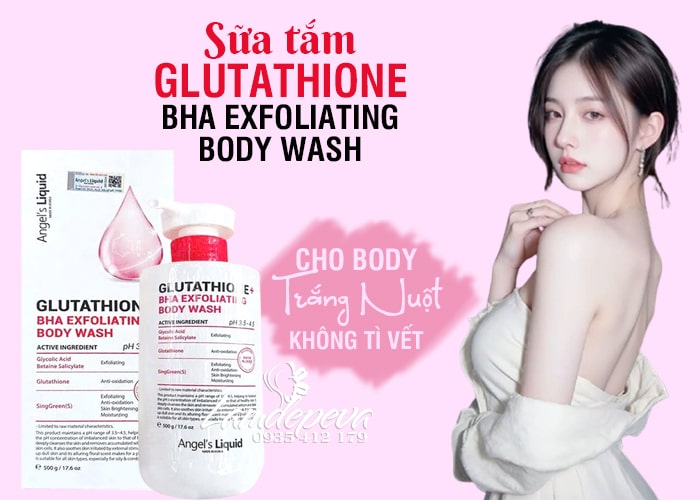 Sữa tắm giảm mụn Glutathione BHA Exfoliating Body Wash 500ml 34