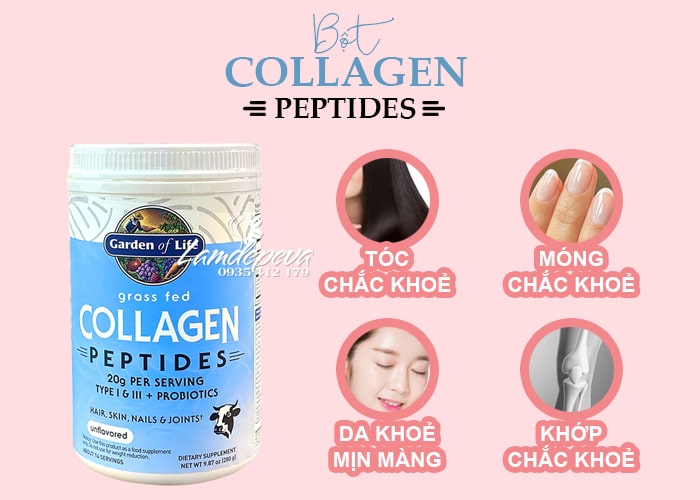 Bột Collagen Peptides Grass Fed Garden Of Life của Mỹ 280g 85