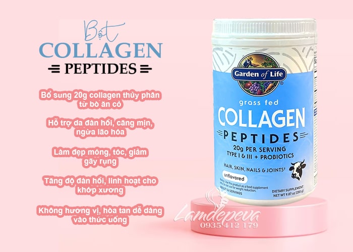 Bột Collagen Peptides Grass Fed Garden Of Life của Mỹ 280g 68