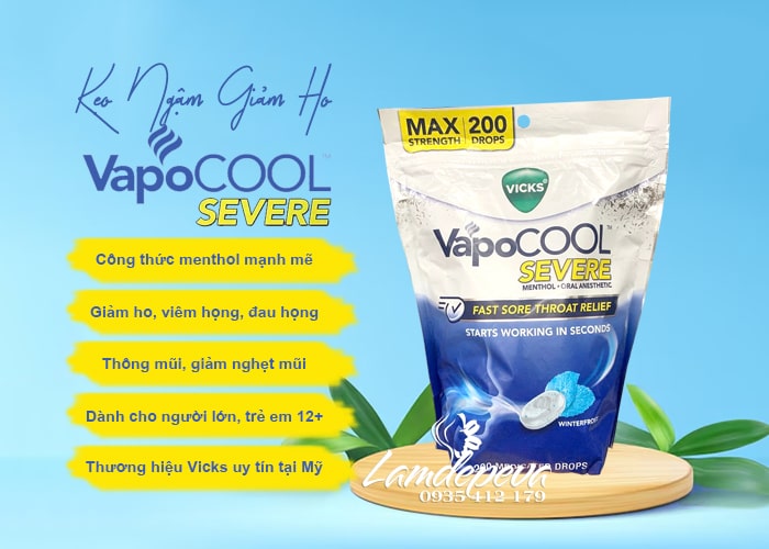Kẹo ngậm giảm ho thông mũi VapoCool Vicks 200 viên của Mỹ 3