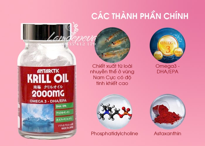 Dầu nhuyễn thể Krill Oil Antarctic 2000mg của Nhật Bản 60 viên 38
