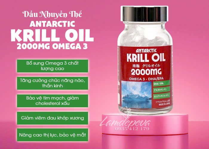 Dầu nhuyễn thể Krill Oil Antarctic 2000mg của Nhật Bản 60 viên 45