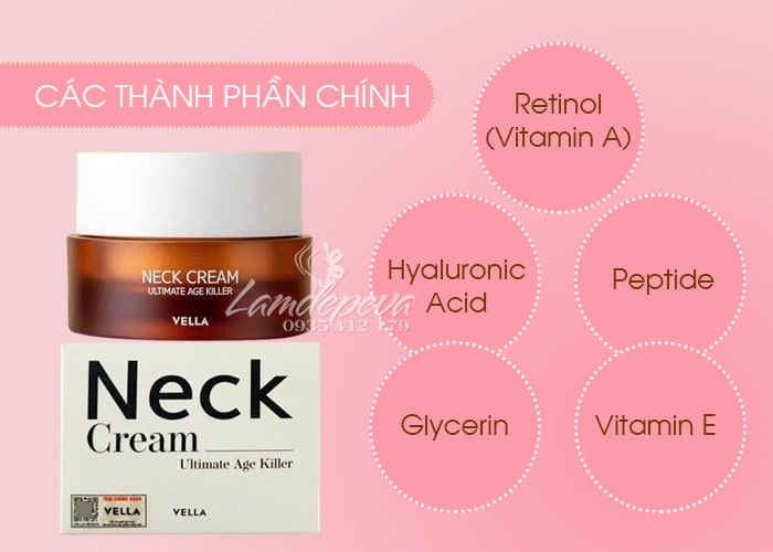 Kem dưỡng da cổ Neck Cream Vella của Hàn Quốc hũ 50ml chính hãng 58
