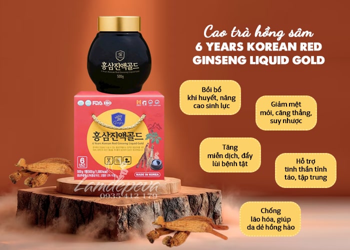 Cao trà hồng sâm 6 năm tuổi Hàn Quốc Red Ginseng Liquid Gold 58