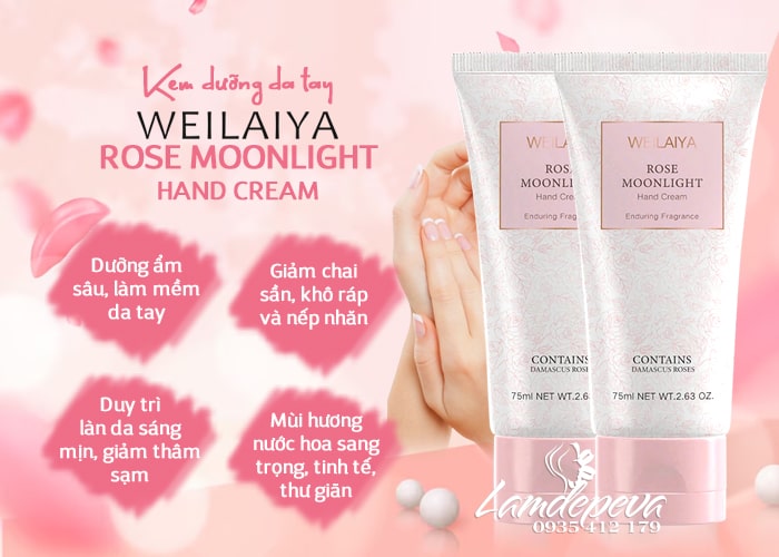 Kem dưỡng da tay hoa hồng Weilaiya Rose Moonlight tuýp 75ml 3