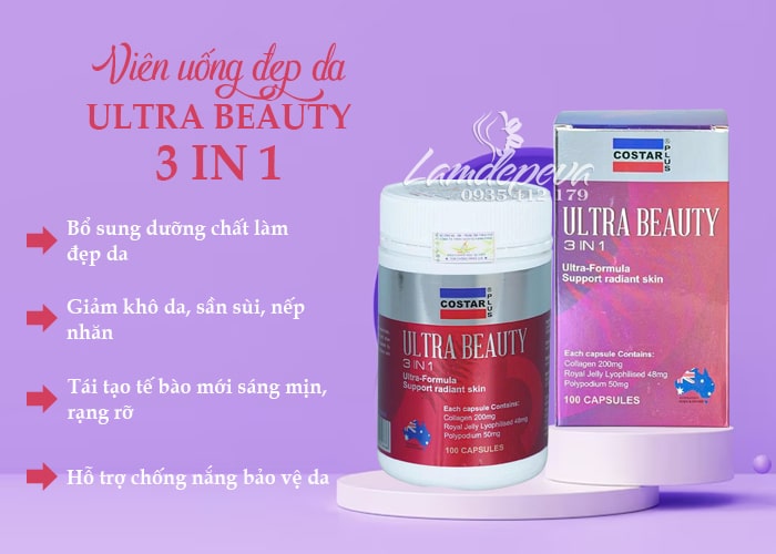 Viên uống đẹp da Costar Ultra Beauty 3 In 1 của Úc hộp 100 viên 47