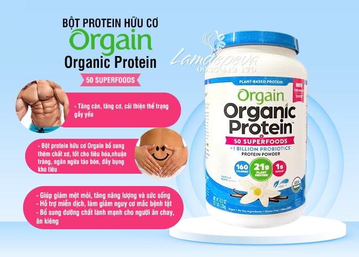 Bột đạm hữu cơ Orgain Organic Protein & Superfoods Vani 1,22kg 58