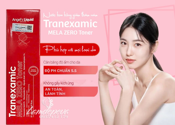Nước hoa hồng Tranexamic Mela Zero Toner Angels Liquid 150ml 34