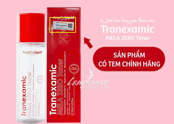 Nước hoa hồng Tranexamic Mela Zero Toner Angels Liquid 150ml 66