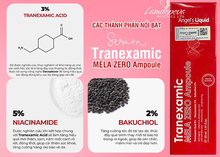Serum Tranexamic Mela Zero Ampoule Angel's Liquid chai 30ml 37