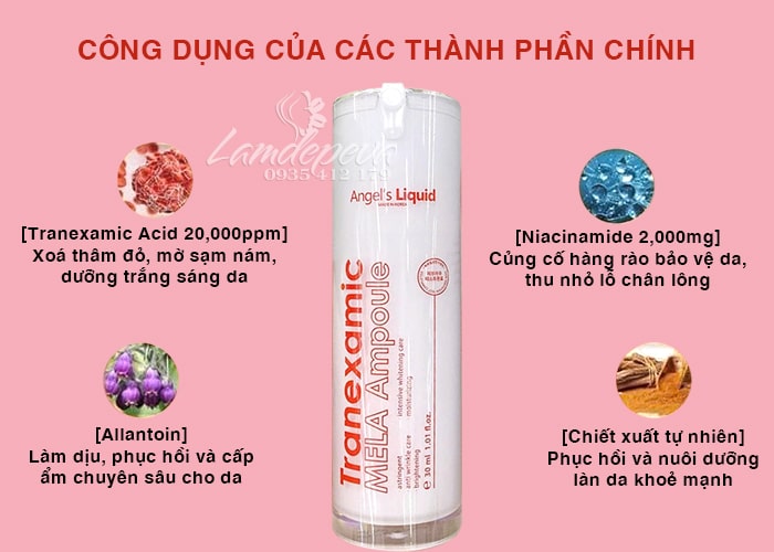 Serum trắng da mờ thâm Tranexamic Mela Ampoule 30ml 5 Serum trắng da mờ thâm Tranexamic Mela Ampoule 30ml 5